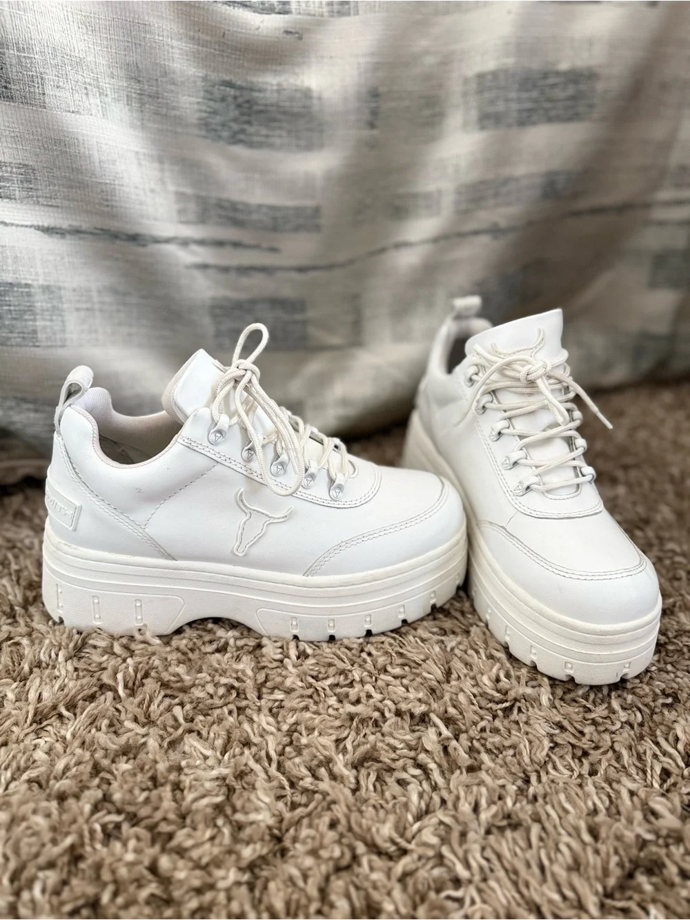 Windsor Smith All-White Platform Lace-Up Sneakers